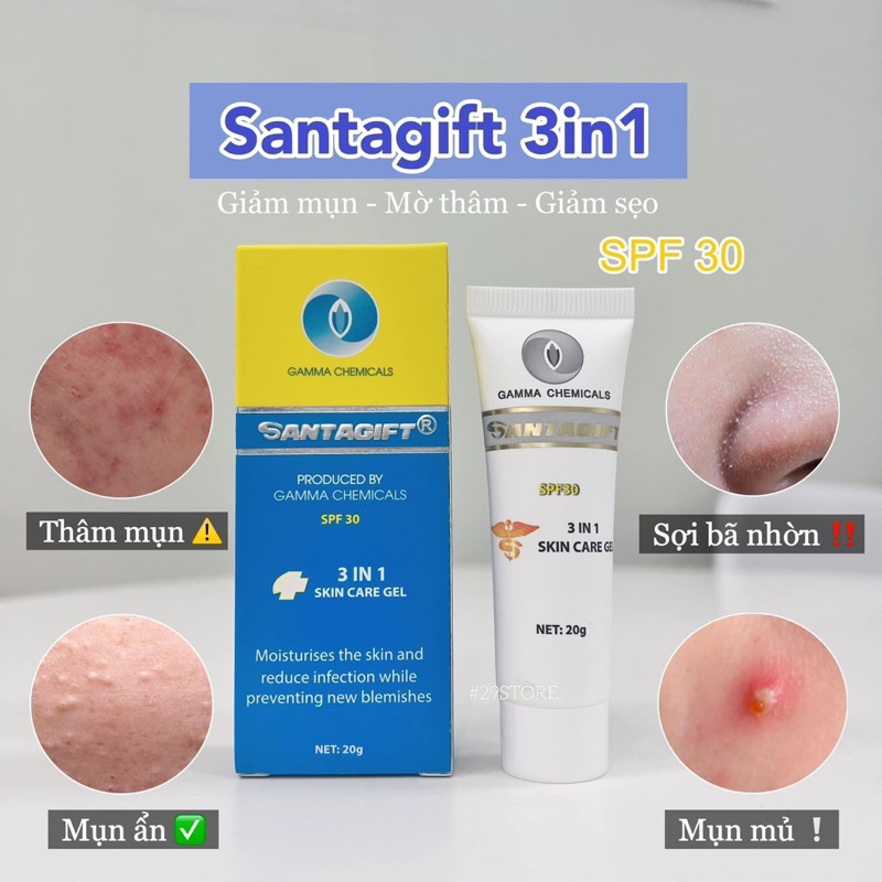Kem Giảm Thâm Mụn Santagift (20g) - Trắng Sáng Da, Ức Chế Sắc Tố, Chống Nắng